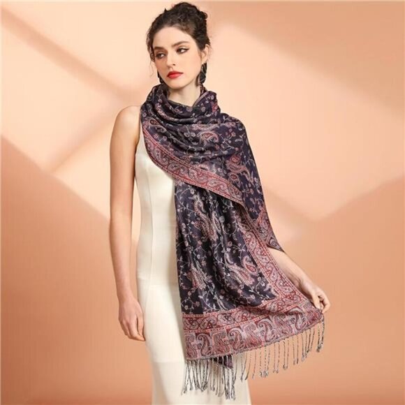 Two Tone Pashmina Shawl Scarf, 03 - Picture 1 of 6